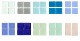 Slip resistant 3/4" x 3/4" glass tile