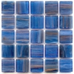 blue to light cobalt blue glass tile with hints of copper