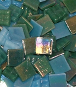 Green/Turquoise Iridescent glass tile blend