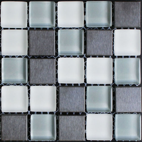 Heron Blend of white and grey back painted glass tile