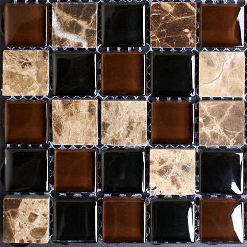 Café Noir Blend of brown and black glass tiles