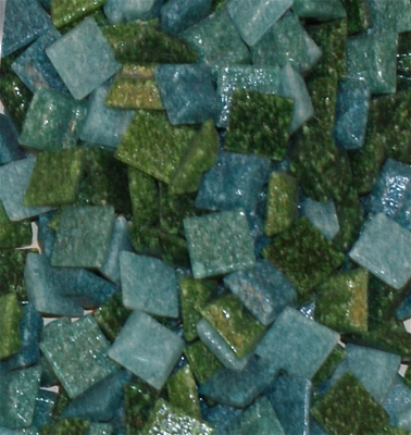 Teal and green glass tiles for art crafting