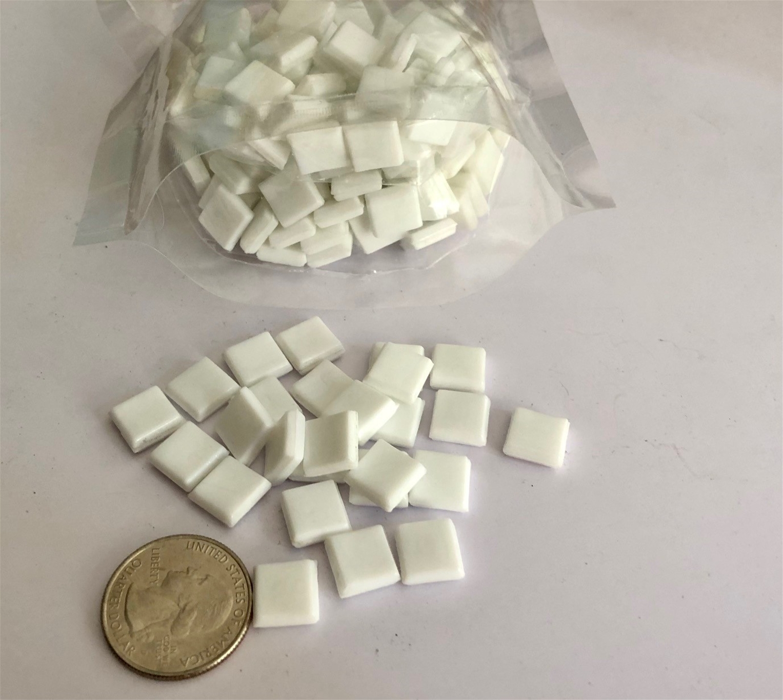 Mini white mosaic art tiles