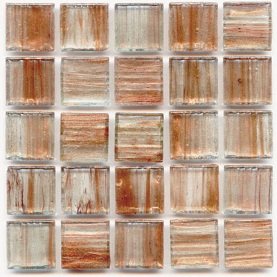 Amber colored glass tile from Hakatai Aventurine series highlighted with copper swirls