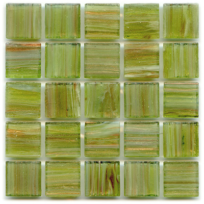 Light olive green mosaic tile with light yellow hints of color