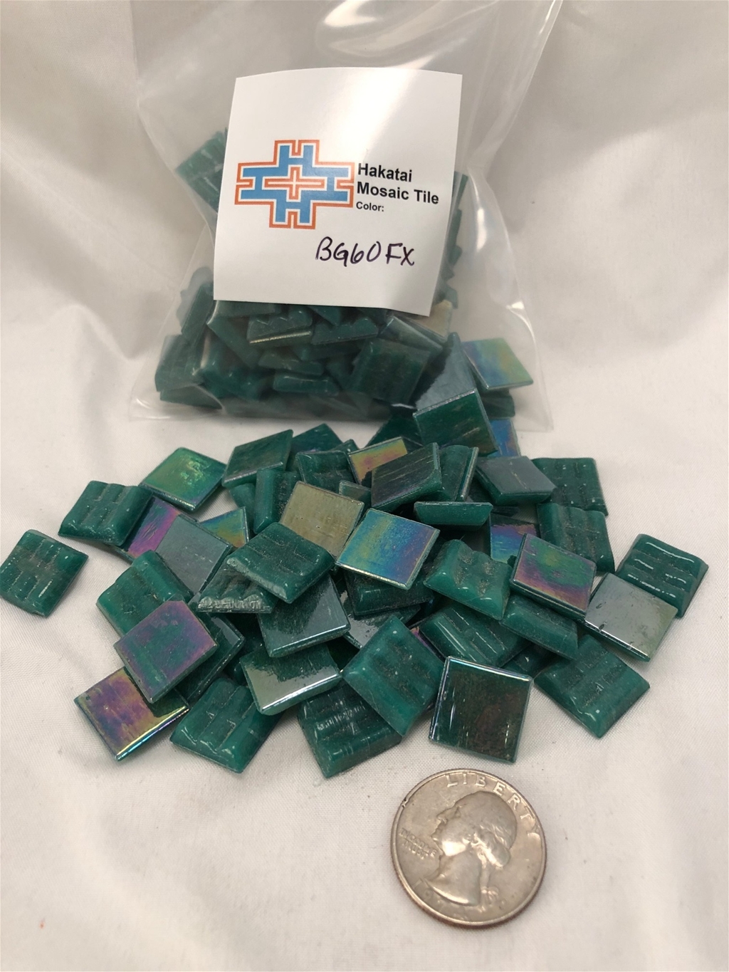 Evergreen Iridescent loose glass tile for tile art
