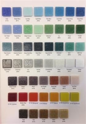 Classic 3/4" Sample Board glass tile color chart for Hakatai Classic Series