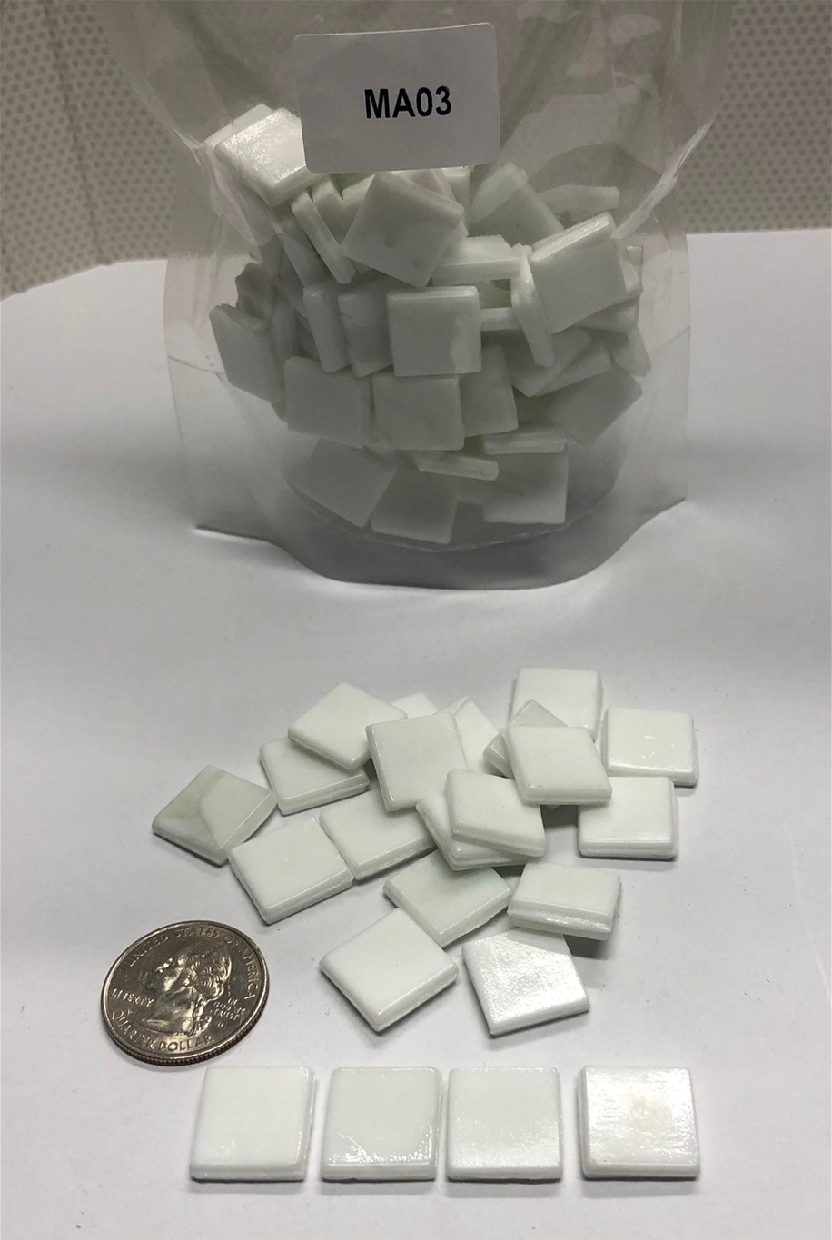 White flat glass tile for mosaic murals