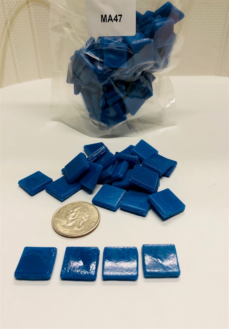 Blue square tile for mosaic art