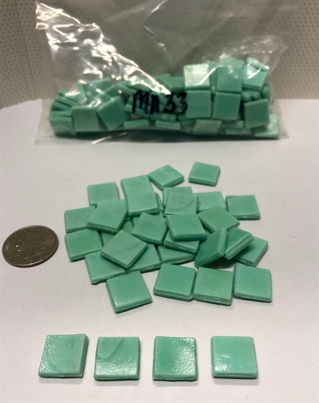 5/8 inch square green tiles
