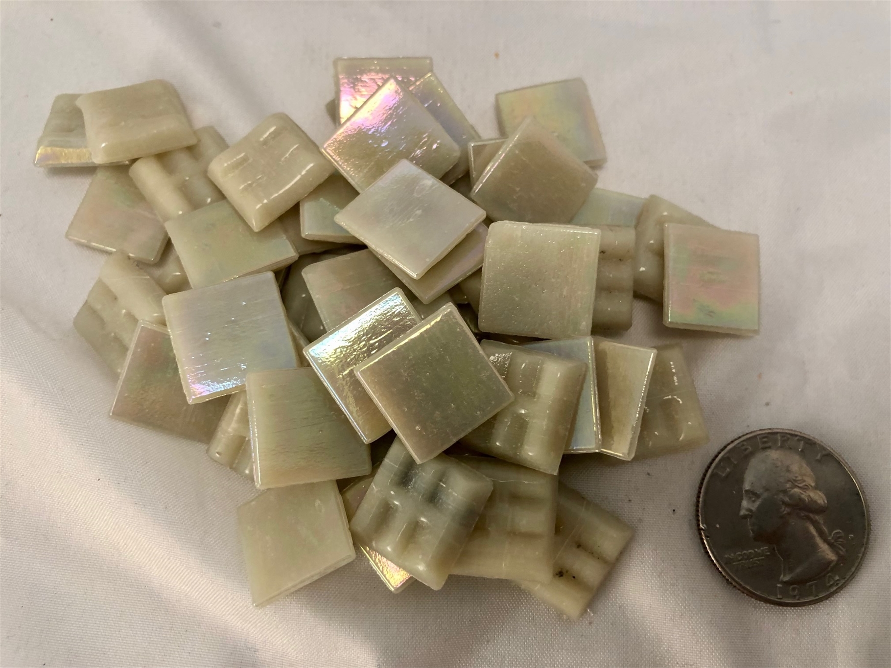 Cream Iridescent loose mosaics for mosaic murals