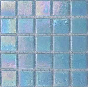 Cloud blue backsplash tile with iridescent
